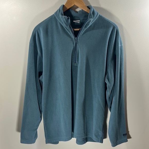 Columbia Men's XL Teal Blue Quarter Zip-Up Fleece Sweater - Picture 1 of 7